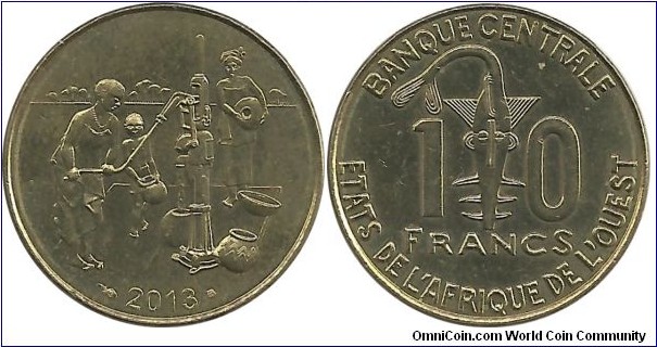 WestAfrican States 10 Francs 2013