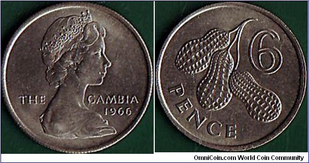 The Gambia 1966 6 Pence.
