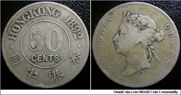 Hong Kong 1892 50 cents. Pretty neat coin. Weight: 13.25g