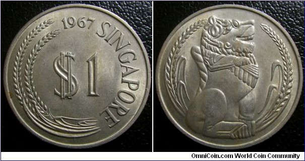 Singapore 1967 1 dollar. Weight: 16.84g