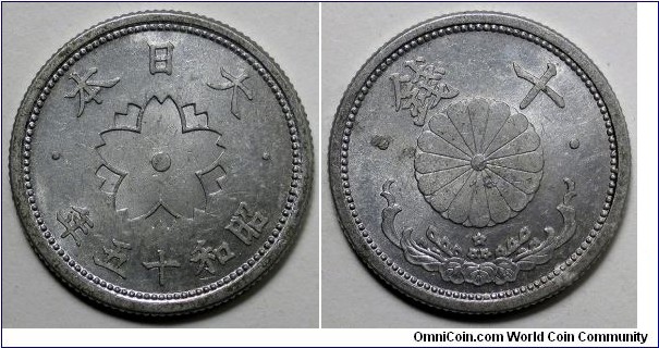 Japan, 1940(Year 15) 10 Sen, Y#61.