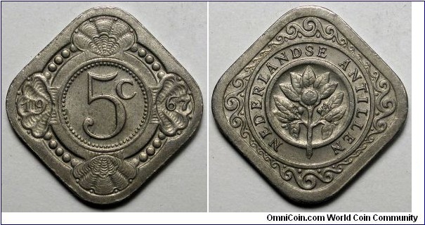 Netherlands Antilles, 1967 5 Cents,KM# 6.