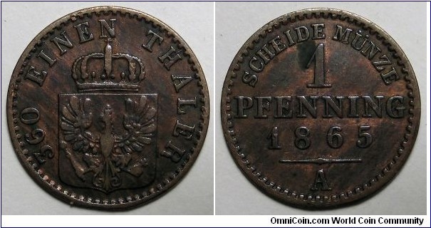 German States-Prussia, 1865-A 1 Pfennig, KM# 480.
