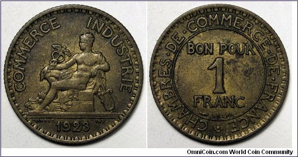 France, 1923 1 Franc, KM#876.