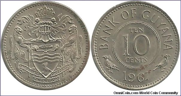 Guyana 10 Cents 1967
