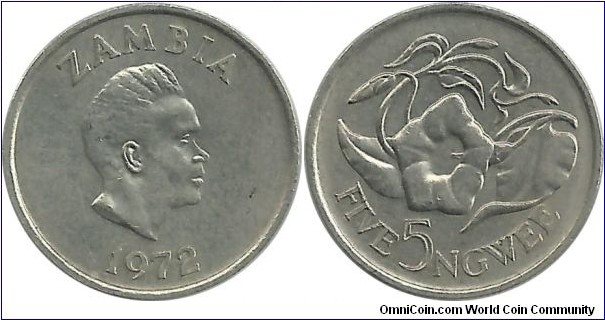 Zambia 5 Ngwee 1972
