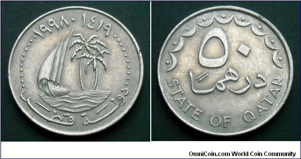 Qatar 50 dirhams.
1998 (AH 1419)