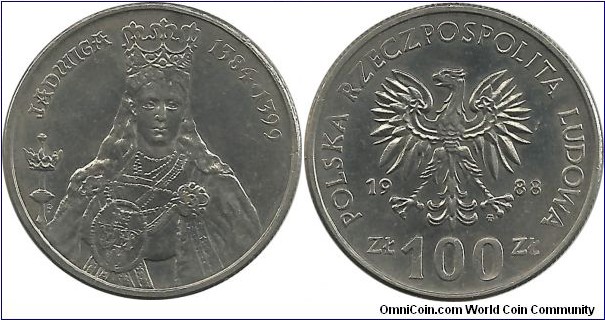 Poland 100 Zlotych 1988-Polish Rulers Series - Queen Jadwiga