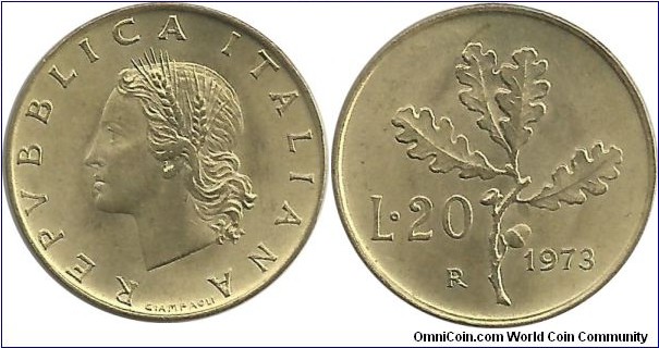 Italy 20 lire 1973