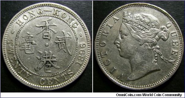 Hong Kong 1896 20 cents. Nice condition. Weight: 5.41g