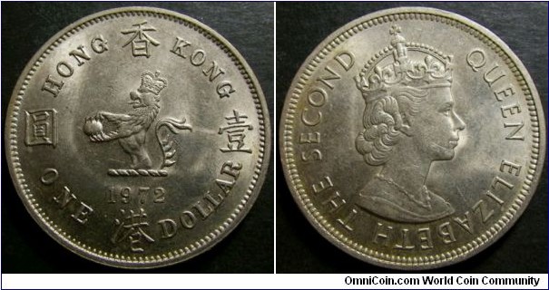 Hong Kong 1972 1 dollar. Nice condition! Weight: 11.48g