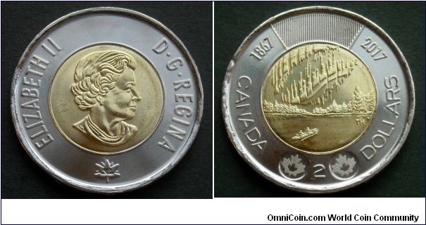 Canada 2 dollars.
2017, 150th Anniversary of Canada - Dancing of the Spirits.