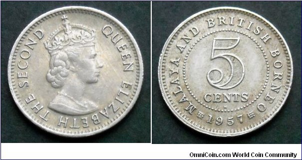 Malaya and British Borneo 5 cents.
1957 (H)