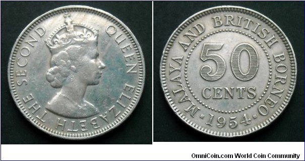 Malaya and British Borneo 50 cents.
1954