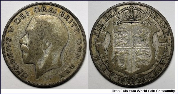 UK, 1922 Half Crown, KM#818a.