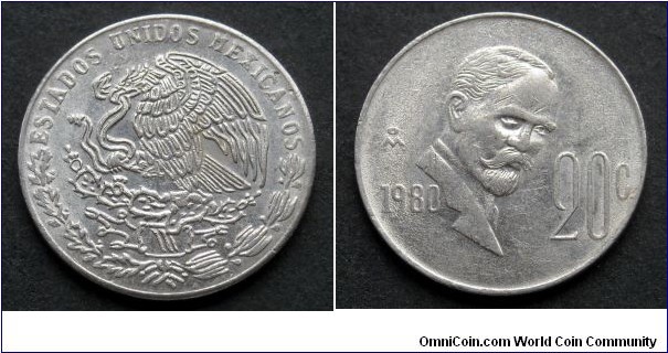 Mexico 20 centavos.
1980