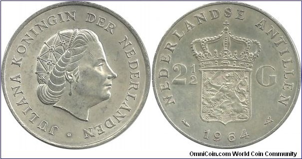 NederlandseAntillen 2½ Gulden 1964 (25.00 g / .720 Ag)