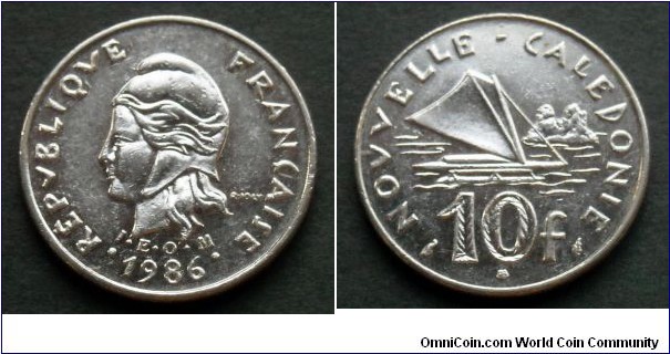 New Caledonia 10 francs. 1986 (I.E.O.M)
