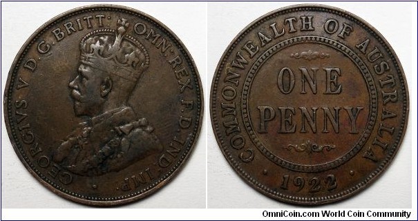 Australia, 1922 1 Penny, KM#23.