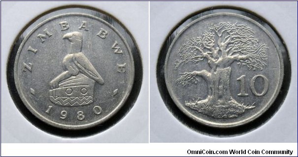 Zimbabwe 10 cents.
1980