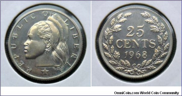 Liberia 25 cents.
1968