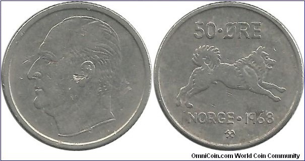 Norway 50 Øre 1968 (I clean the coin)