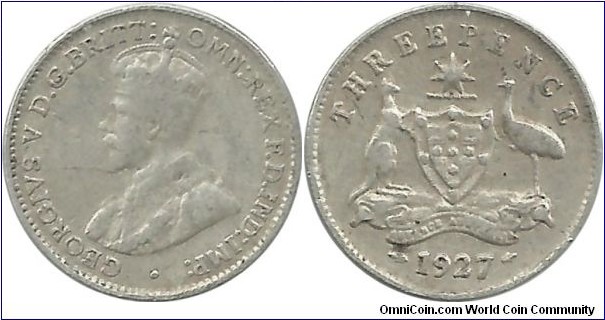 Australia 3 Pence 1927 (1.32 g / .925 Ag)