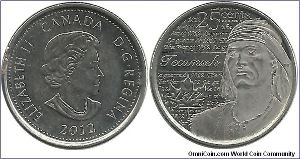 Canada 25 Cents 2012 -Tecumseh