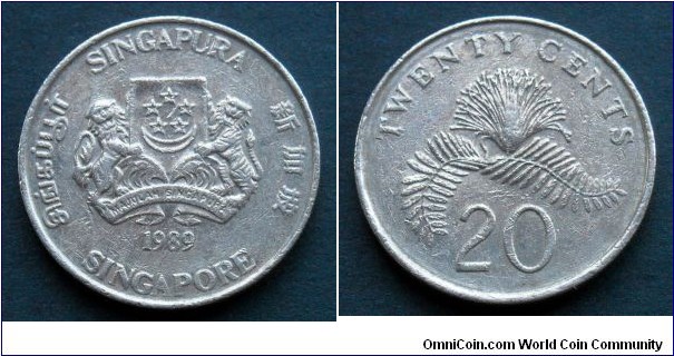 Singapore 20 cents.
1989