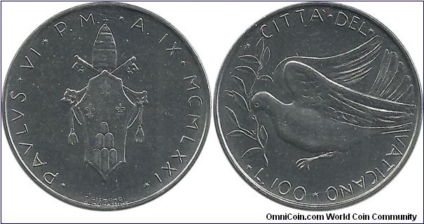 Vatican 100 Lire 1971