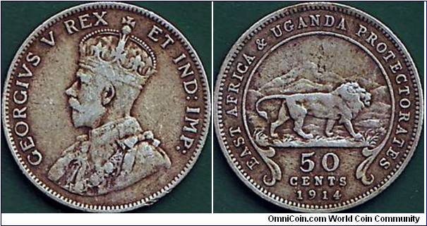 East Africa & Uganda Protectorates 1914 50 Cents.