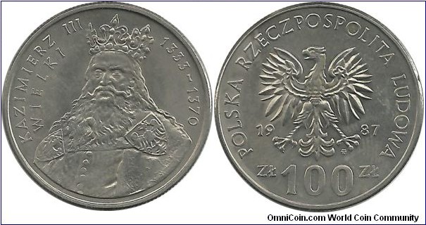 Poland 100 zlotych 1987-Polish Rulers Series - King Kazimierz III