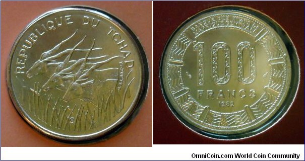 Chad 100 francs.
1982