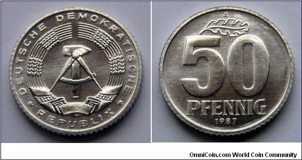 German Democratic Republic (East Germany) 50 pfennig.
1987, Mintage: 21.000 pieces.