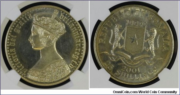 Somalia 25 Shillings 2001 KM#? PF64 Cameo