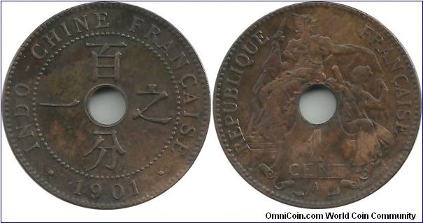 Indochina-Fr 1 Centime 1901A