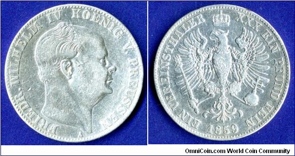 Vereinsthaler.
Kingdom of Prussia.
Friedich Wilhelm IV.
*A* - Berlin mint.


Ag900f. 18,52gr.