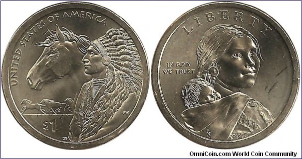 USA 1 Sacagawea Dollar 2012P-Trade Routes of 17th Century