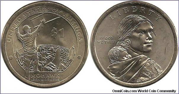 USA 1 Sacagawea Dollar 2015P-Mohawk Iron Workers