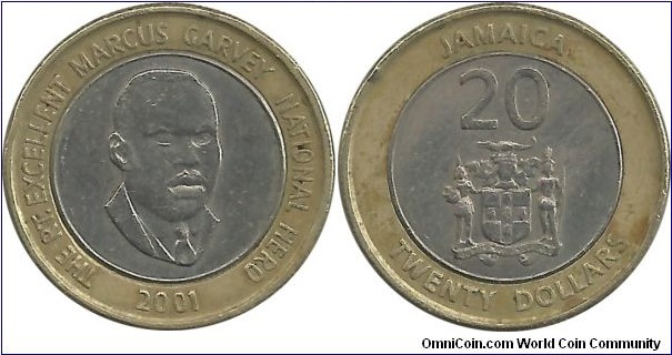 Jamaica 20 Dollars 2001