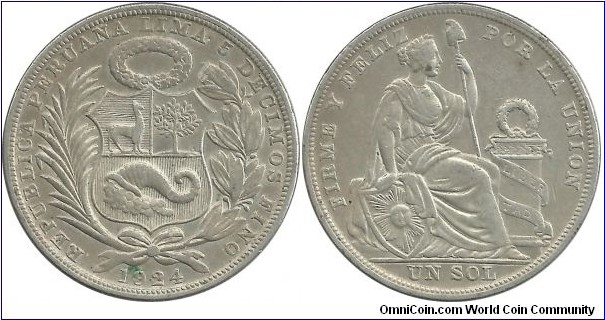 Peru 1 Sol 1924