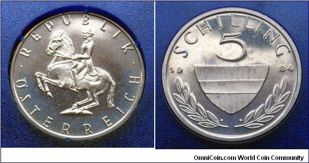 Austria 5 schilling from 1984 proof mint set. Mintage: 65.000 pieces.