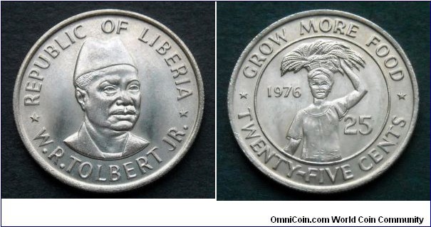 Liberia 25 cents.
1976, F.A.O.   