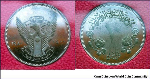 Sudan 10 qirsh from 1980 Proof set.
Royal Mint, London.