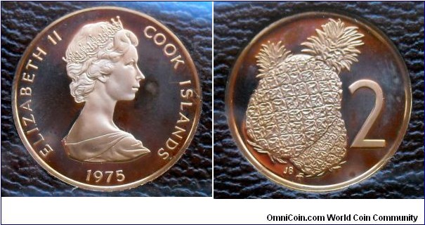Cook Islands 2 cents.
1975, Proof from Franklin Mint.