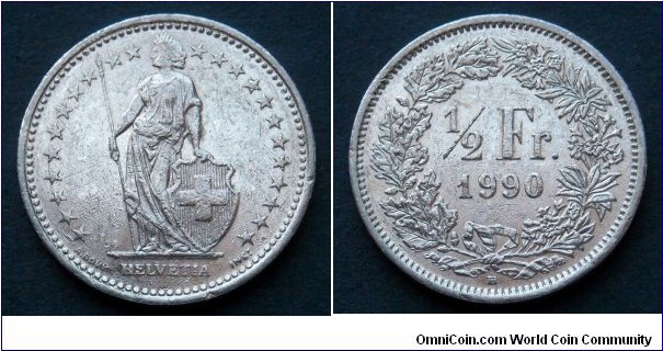 Switzerland 1/2 franc.
1990 (B)