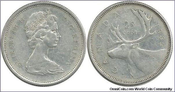 Canada 25 Cents 1965H