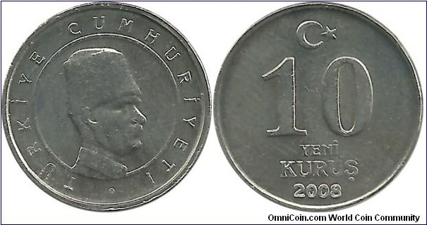 Türkiye 10 Yeni Kuruş 2008