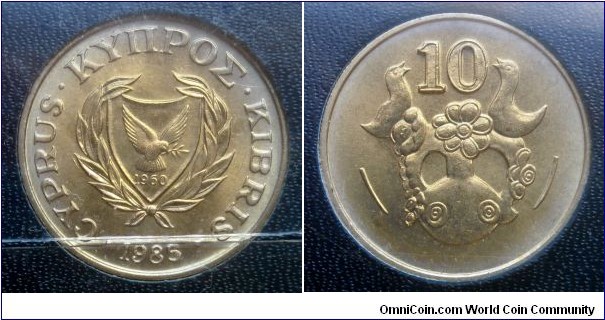 Cyprus 10 cents from 1985 mint set.