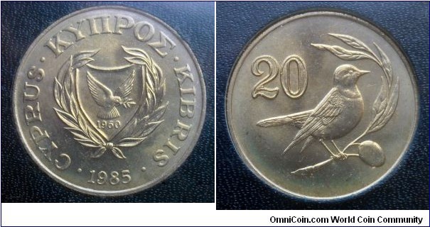 Cyprus 20 cents from 1985 mint set.